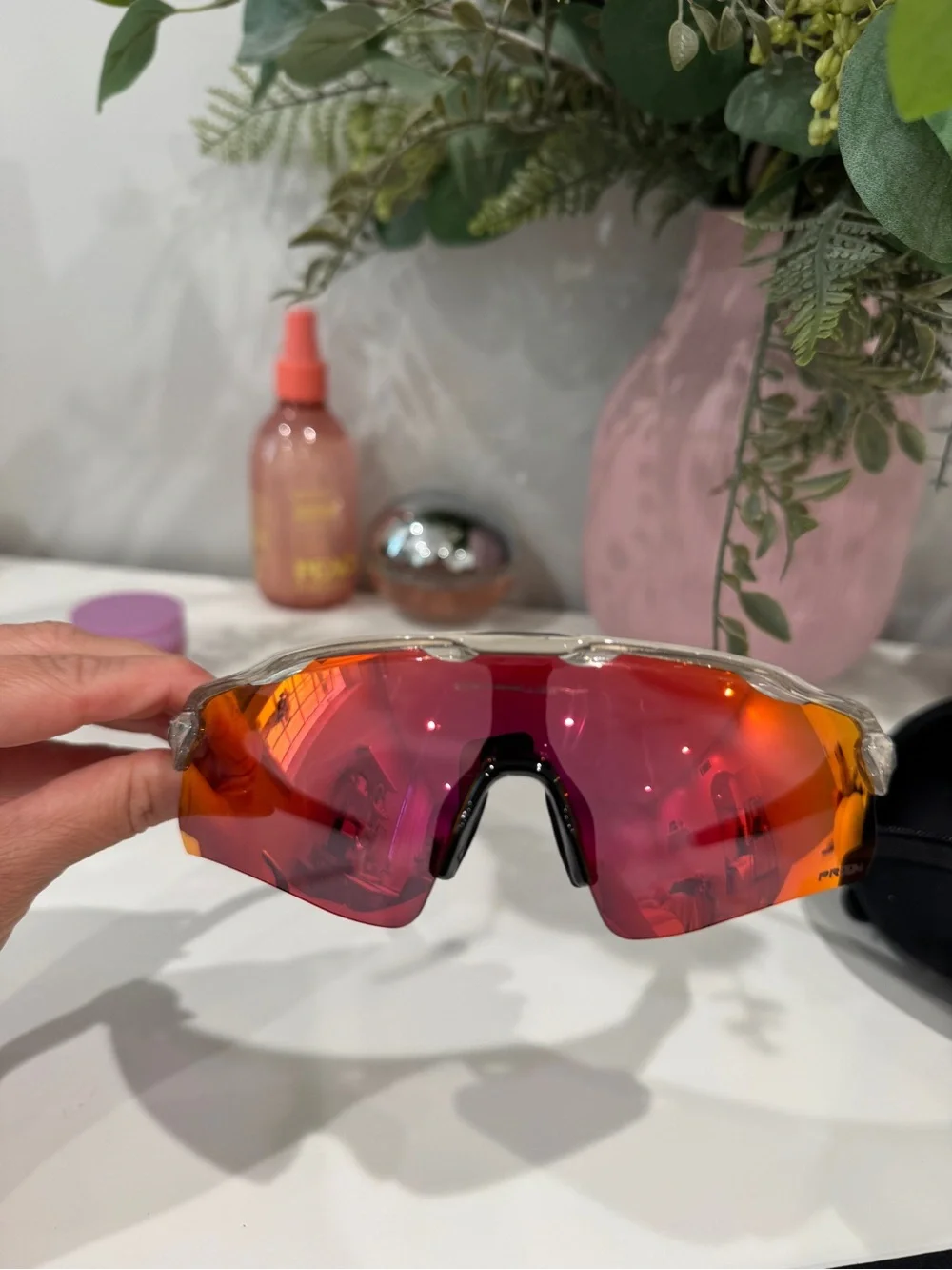 Sport Performance VR/AR Sunglasses with Red-Orange Mirrored Lens